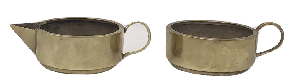 Vintage Brass Stacking Nesting Creamer and Sugar Bowl