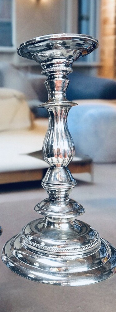 Silver Plated Candlestick Pair Heavy Quality Georgian Style