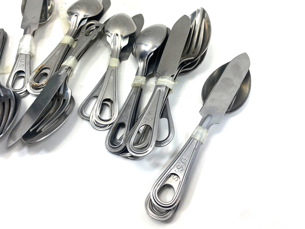US Mess Kit 3pc Knife Fork Spoon Set, used good