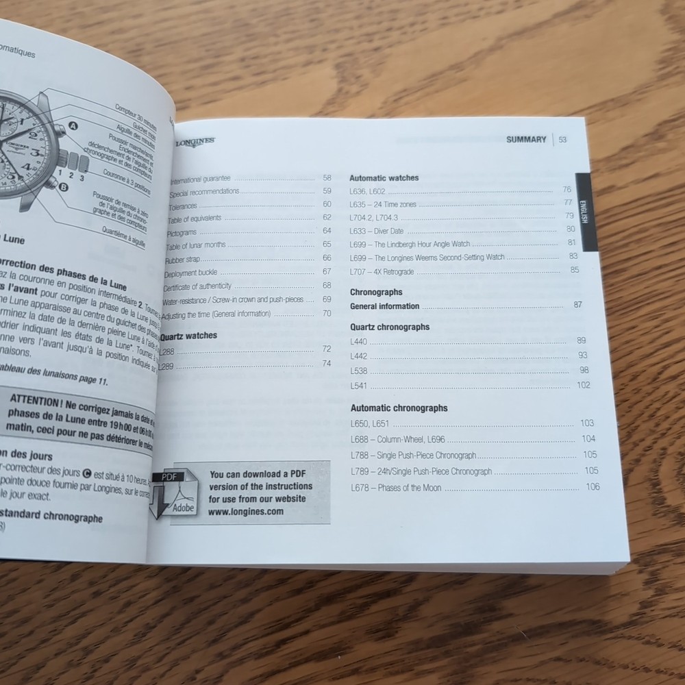 Longines Watches: Instructions For Use: Mode D'Emploi