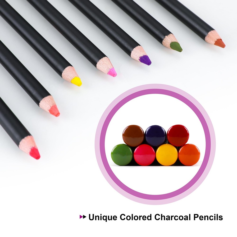 46 PCS Sketching Drawing Pencil Set, Colored Charcoal, Graphite, Blending Tool