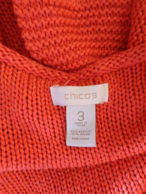 Chico's Sweater sz 3 salmon open front