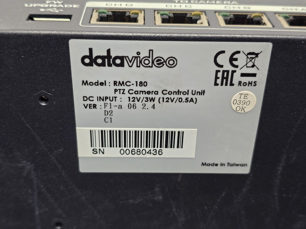 Datavideo RMC-180 PTZ Camera Controller Unit 12V DC Power Tested