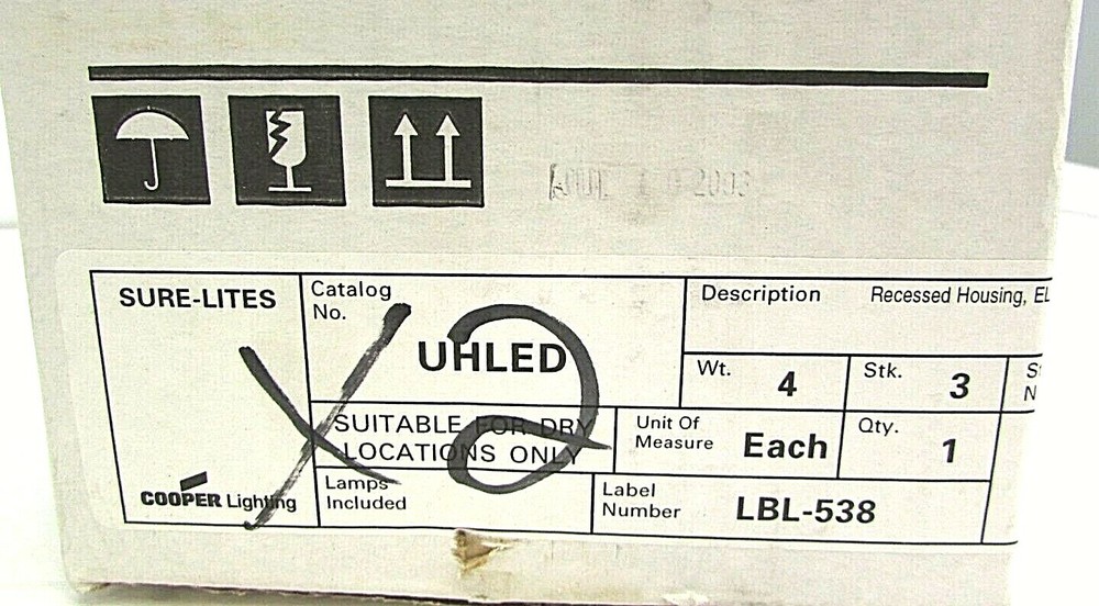 Cooper Sure-Lites Emergency Exit Light Mounting Bracket Housing UHLED LBL-538