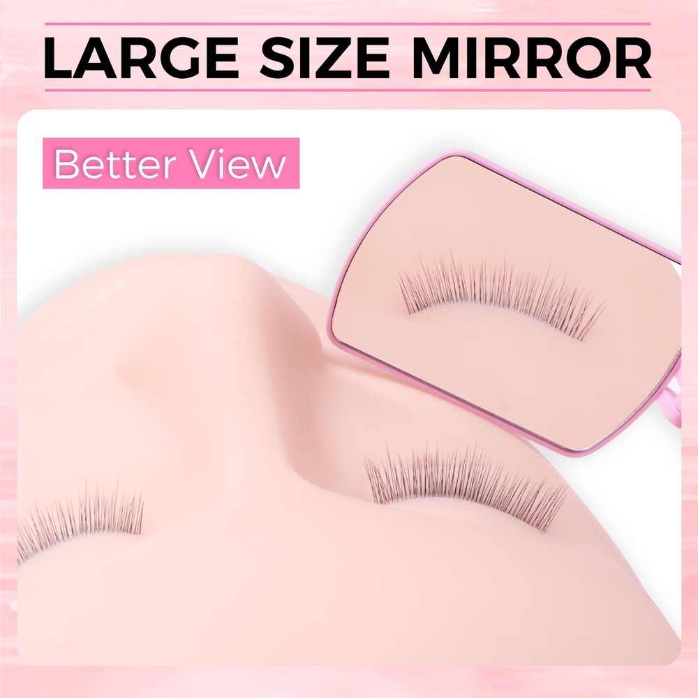 Flexible Large Square Lash Mirror, 260°Rotation Folding Portable Eye Mirror