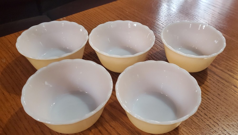 Set Of 5 Vintage Fire King Luster Ramekins