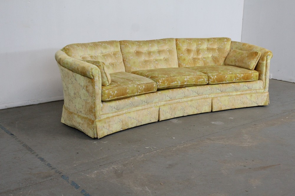 Mid-Century Modern Velvet Concave Front 92" Sofa