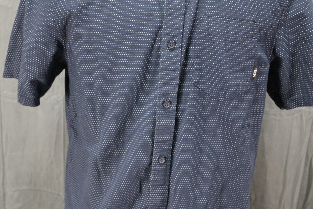 Button Down Shirt - Vans Blue and White Dot Pattern - Men's Medium
