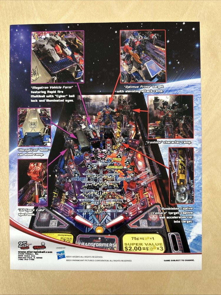 Stern Transformers Pinball Flyer