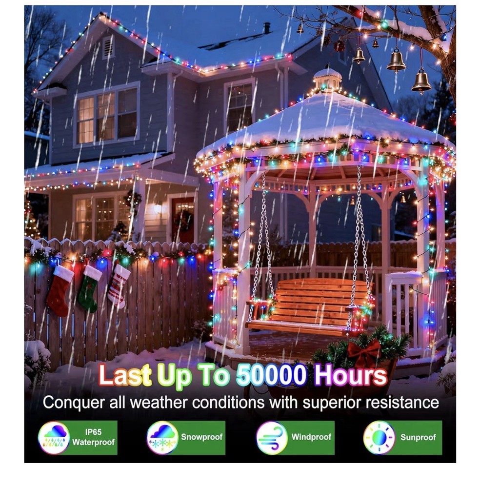 1500 LED 470FT Christmas String Lights, 12 Modes and Timer Memory Dimmable, Plug