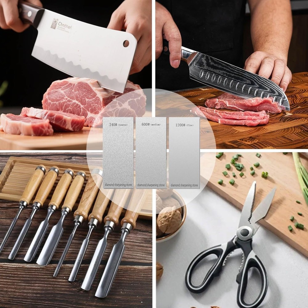 "3 PCS Diamond Sharpening Stone Diamond Knife Sharpener Plate Honing Whetstone "