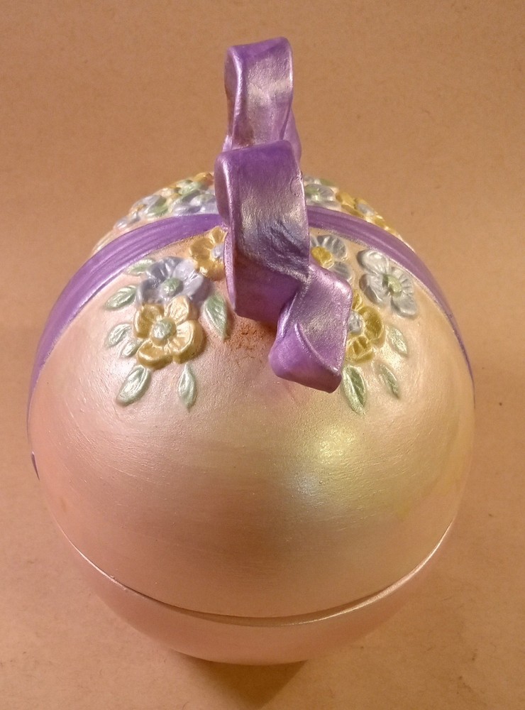 Easter Egg Lidded Candy Dish. Hand Painted. 6"x6". Oval