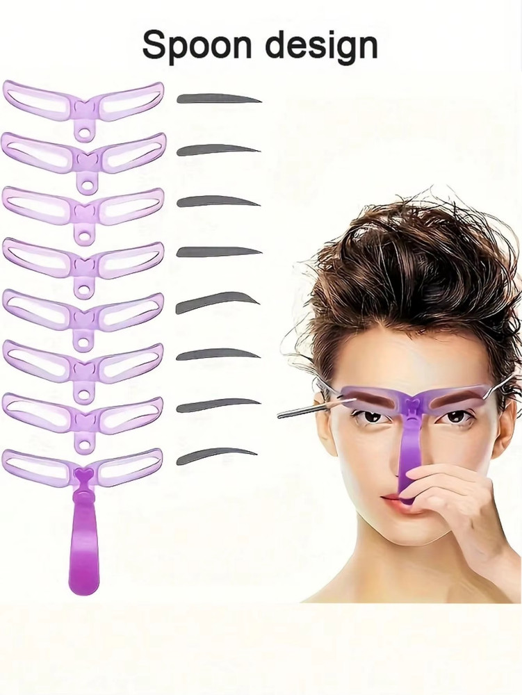 8-in-1 Eyebrow Stencil Brow Stamp Template Reusable Makeup Tools Set