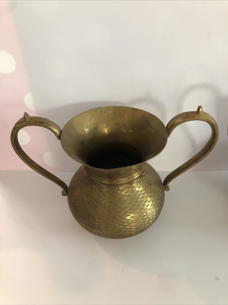 Solid Brass Hammered Textured Pitchers, 4 1/2 Inches Tall, Set Of 2
