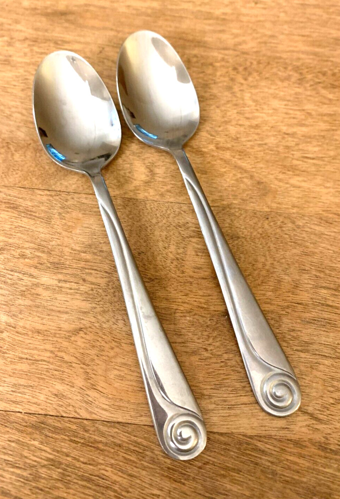 2 Teaspoon Tea Spoon INS505 International Silver Stainless Scroll Tip China