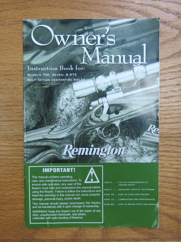 Remington 700 Seven 673 Owners Manual 2010
