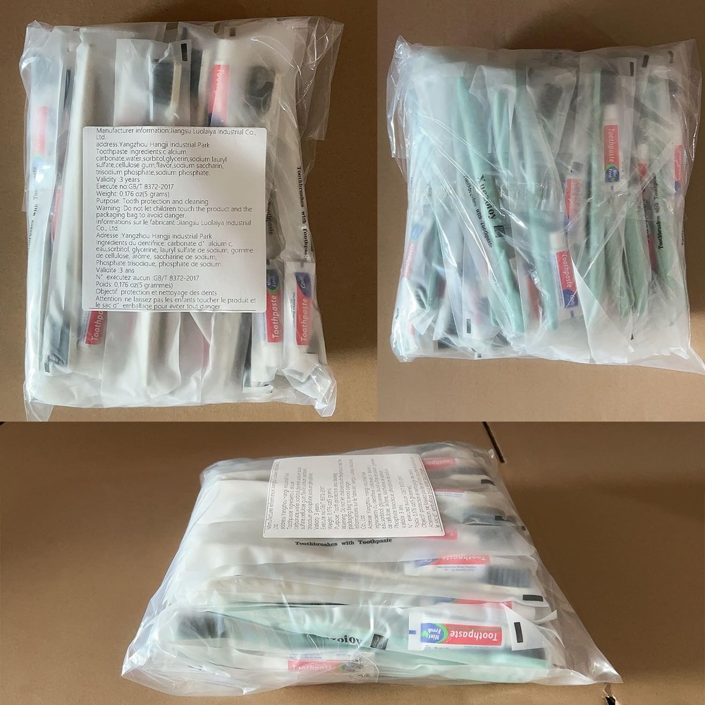 Disposable Toothbrushes with Toothpaste,60 Pack Individually Wrapped Disposab...