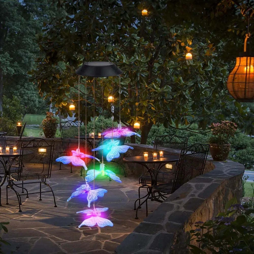 Red and Blue Butterfly Wind Chimes