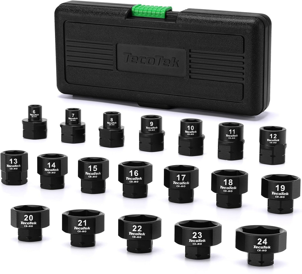 19-Piece 3/8-Inch Drive Metric Low Profile Impact Socket Set, Stubby Socket Set,