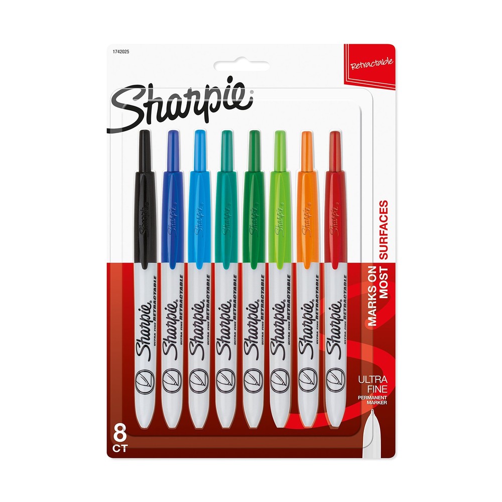 Sharpie 1742025 Retractable Permanent Markers Ultra Fine Point Assorted