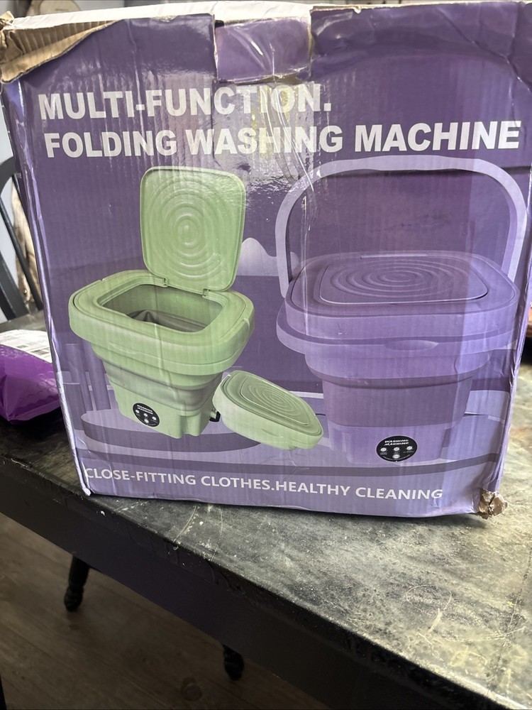 Multi-Function Folding Washing Machine Green Washer Compact Travel 9L 12V