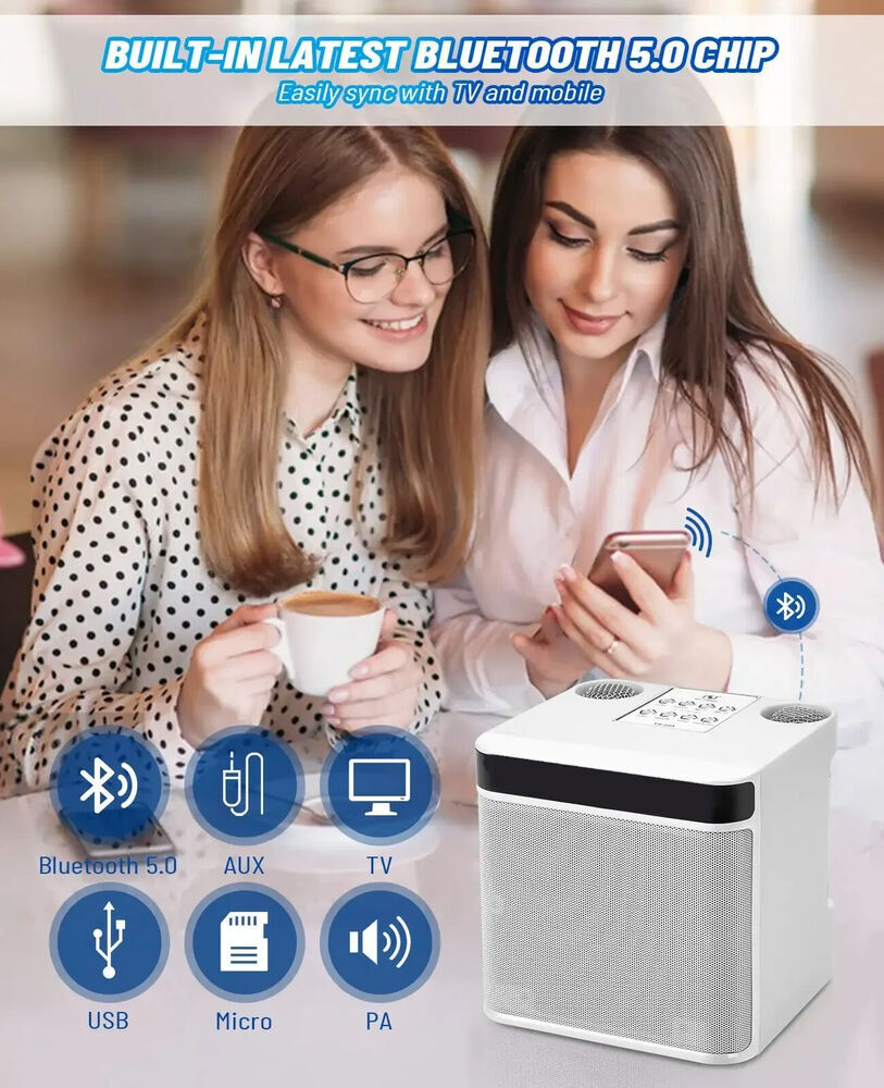 Bluetooth Speaker System Karaoke Machine with 2 Wireless Microphone