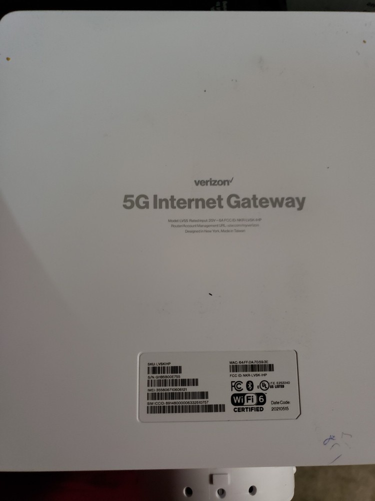 VERIZON 5G INTERNET GATEWAY MODEL : LV55 WHITE