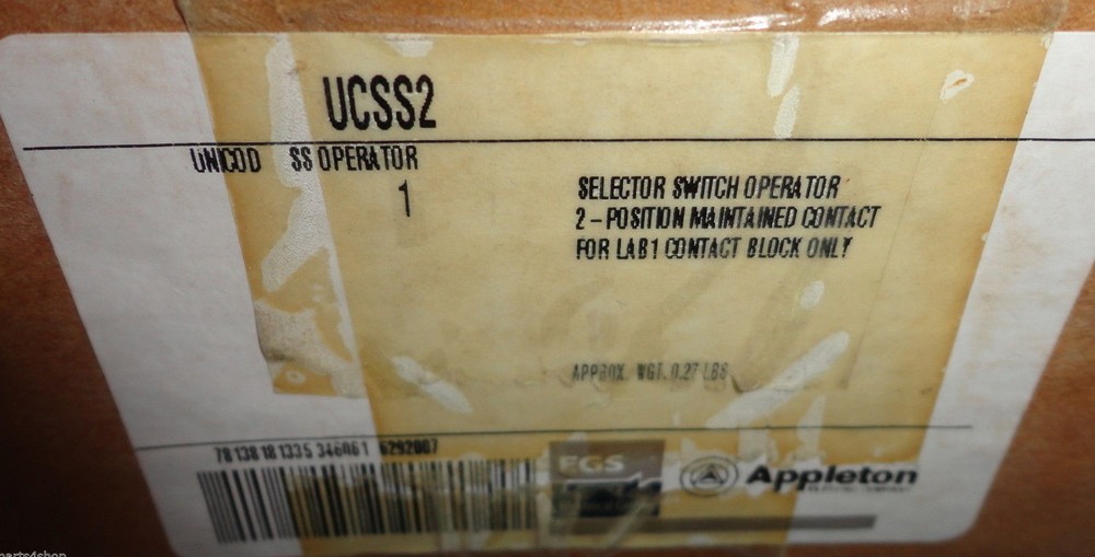 Appleton UCSS2 Selector Switch Operator 2 Position Maintained Contact Unicode