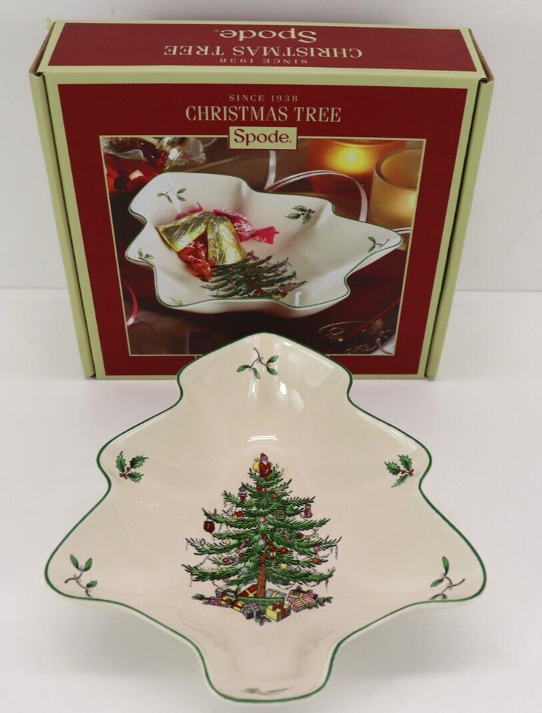 Spode Christmas Tree Shaped Dish Serving Decorative Design Collectible New n Box