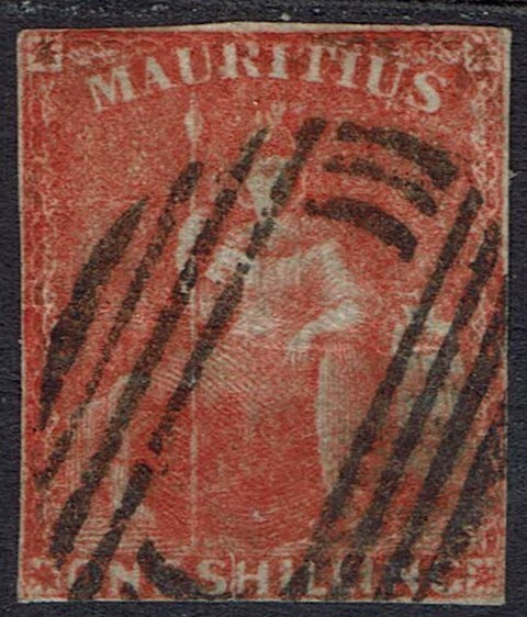 MAURITIUS 1859 BRITANNIA 1/- IMPERF USED