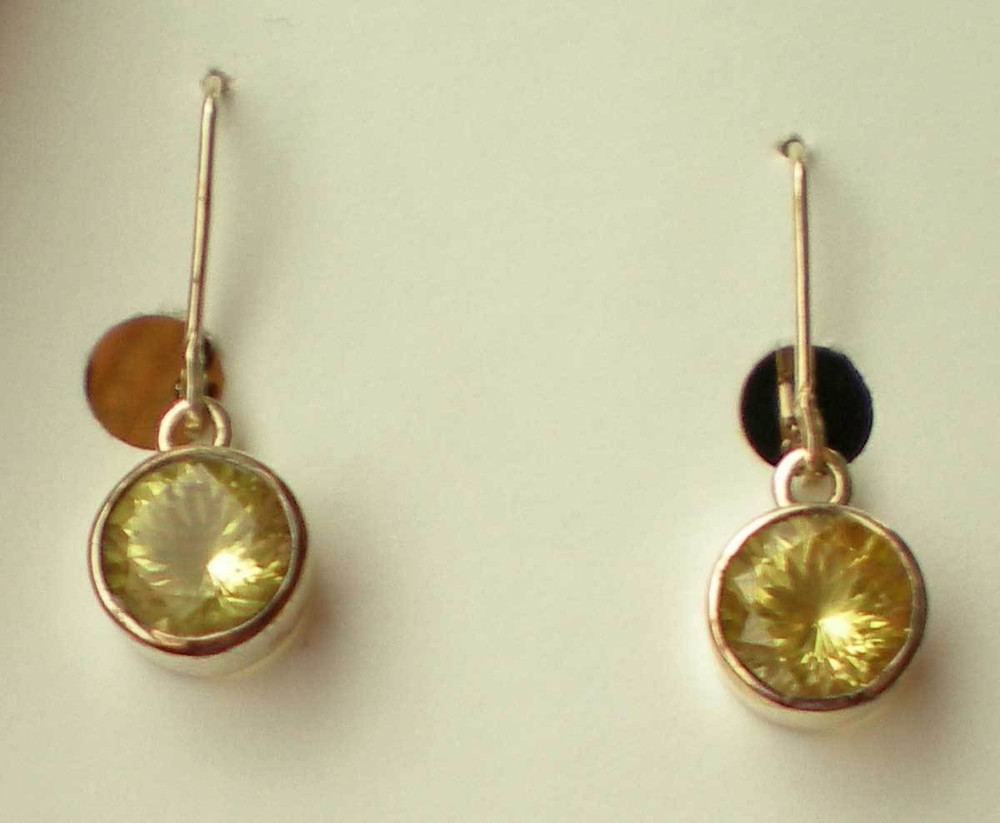 Lemon Quartz Earrings - Sterling Silver j331