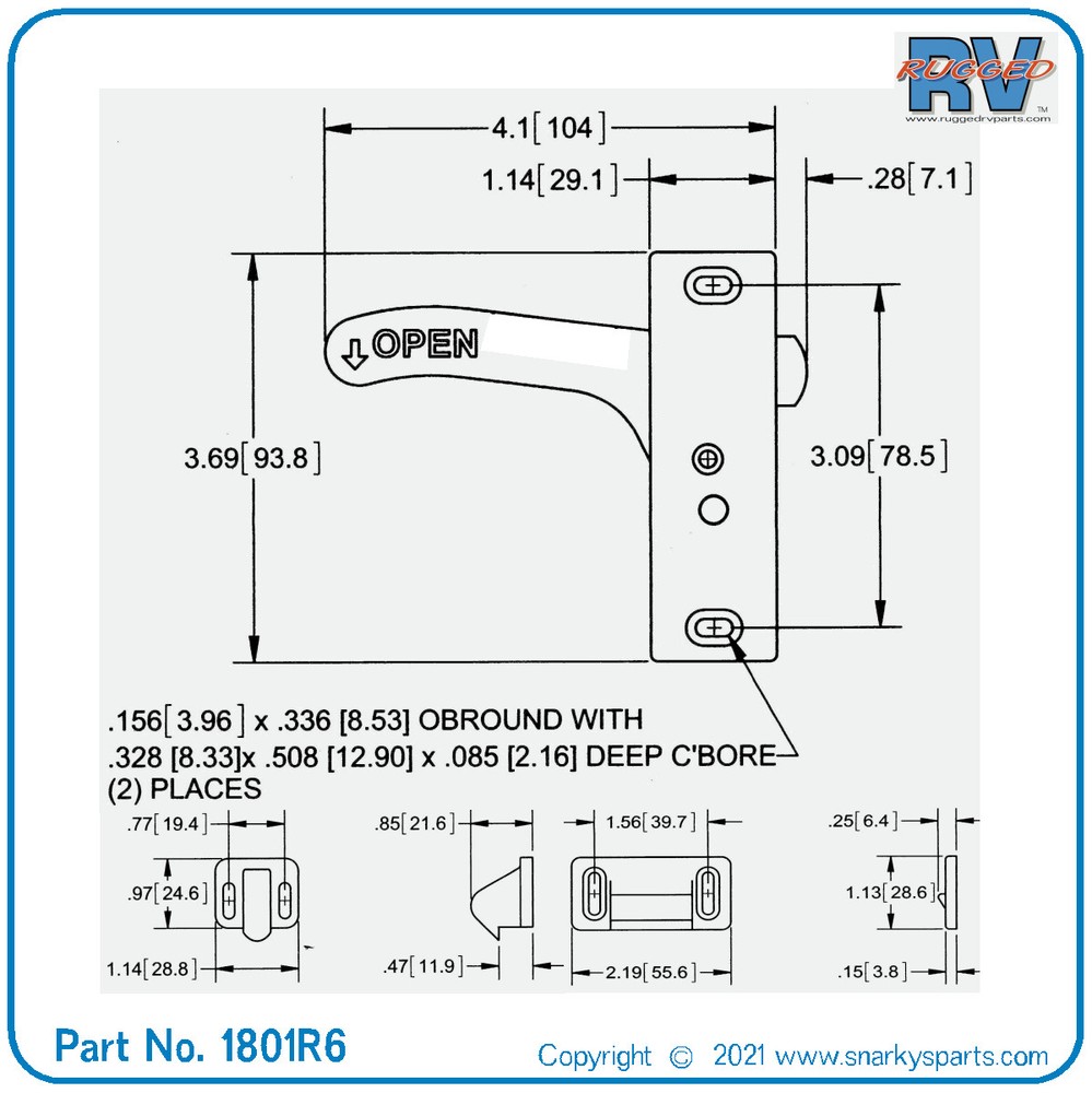 RV, Camper Screen Door Latch RIGHT HAND (E285) with CORRECT SCREWS,