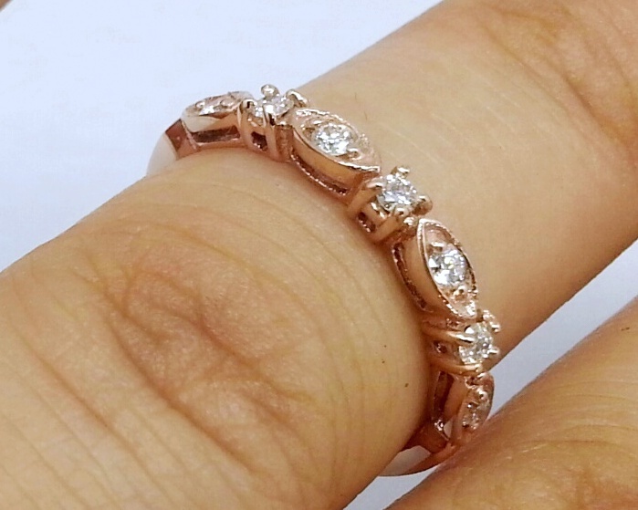 R103- Genuine 9ct Solid Rose Gold NATURAL DIAMOND 0.25ct Eternity Ring size M