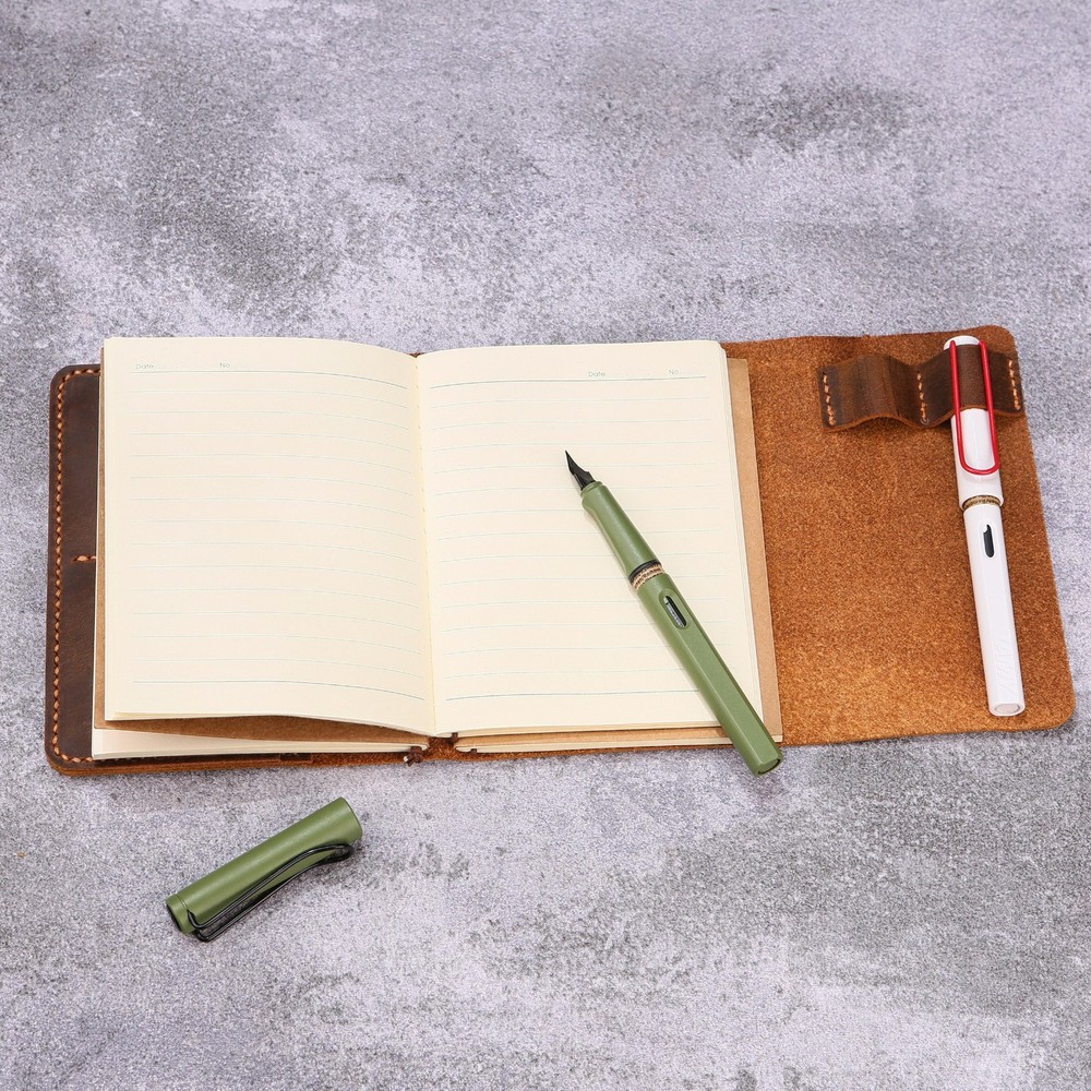 Personalized Trifold Leather Journal Cover, Refillable Journal Notebook A5 A6