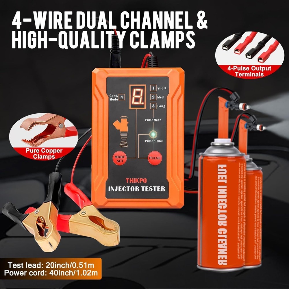 DIY Fuel Injector Cleaning Tool Kit - 8 Size Adapters, LCD Display, Dual Testing