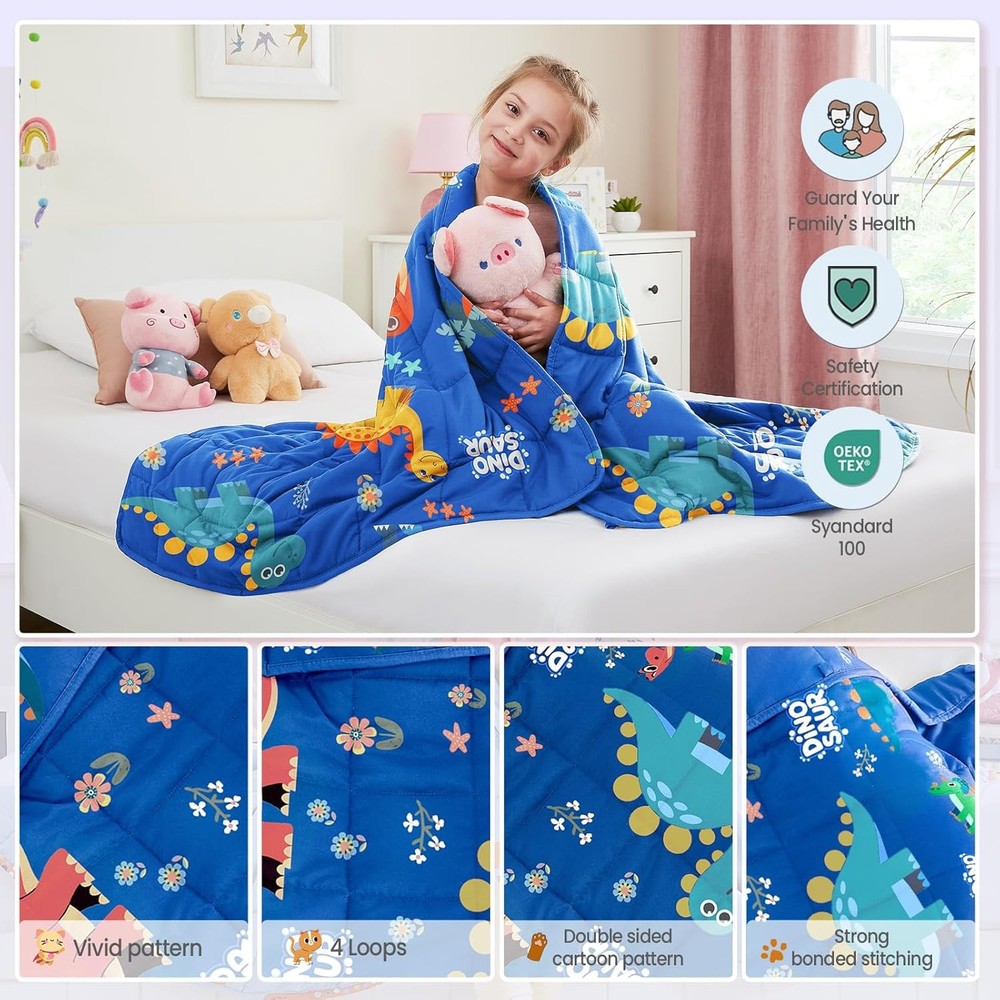 Weighted Blanket - 5 lbs Blue Dinosaur Heavy Blanket