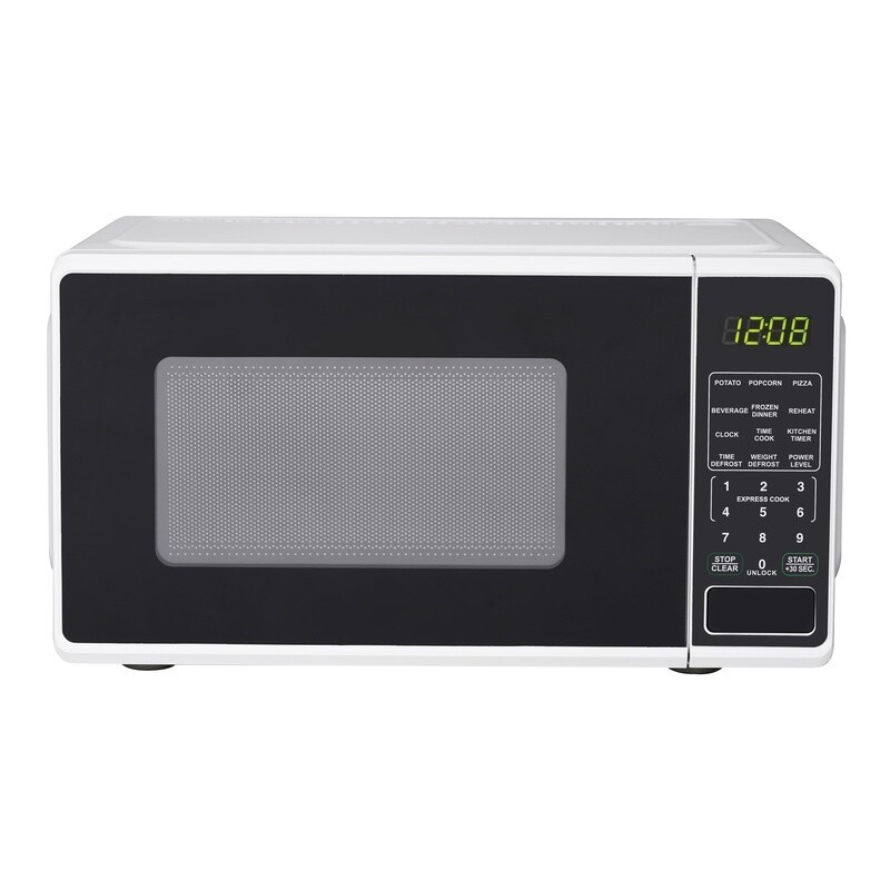 Compact Countertop Microwave Oven 700W LED Display Timer One Touch Lock Durable