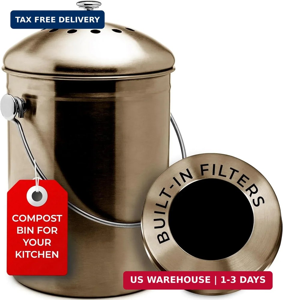 EPICA Countertop Compost Bin Kitchen | 1.3 Gallon | Odorless Composting Bin with