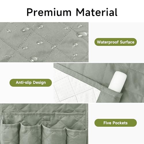 Sofa Armrest Caddy, Waterproof Bedside Storage Organizer, Non Slip Grey
