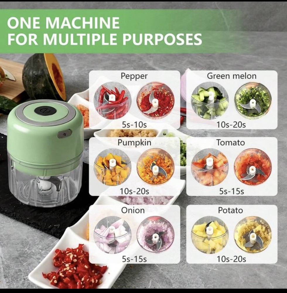 250ml Electric Garlic Chopper USB Mini Food Processor Portable