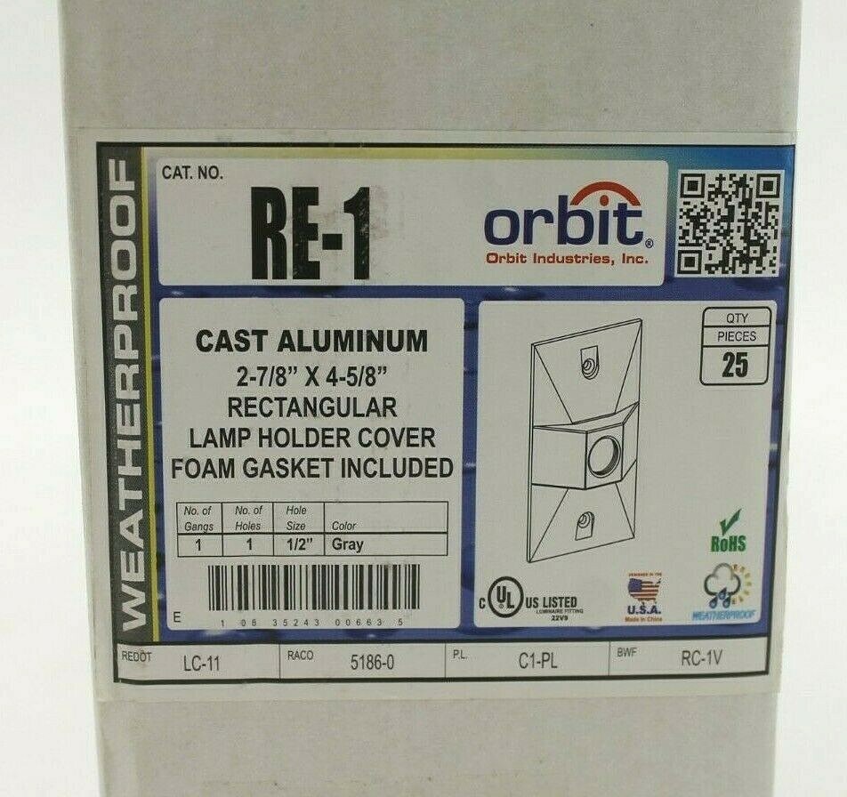 Orbit Industries RE-1 Rectangular Lamp Holder Cover (Box of 25)