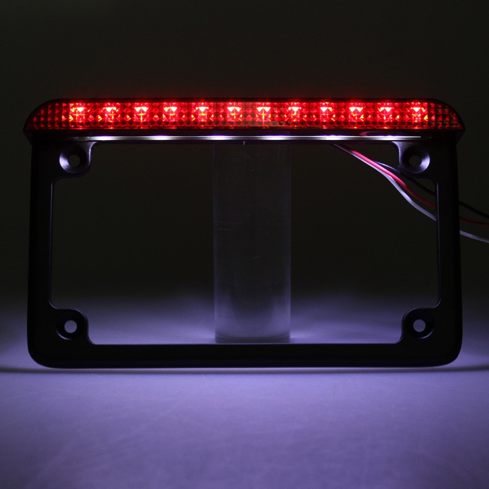 Motorcycle Plate Holder Frame Bracket LED Tail Brake Light License Plate Lamp