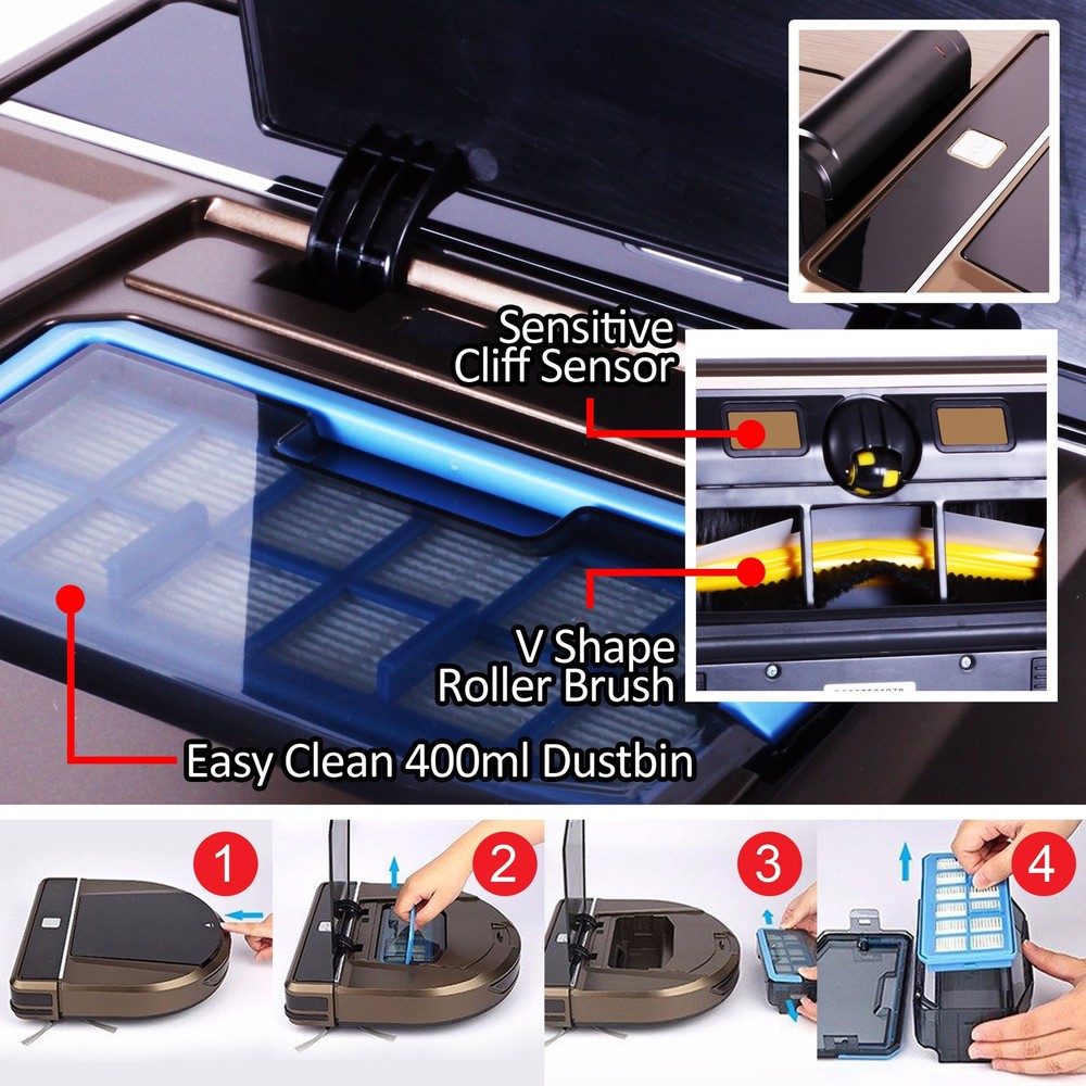 Pureclean Automatic Robot Vacuum Cleaner - Programmable Activation and Charge...