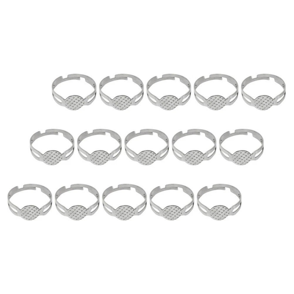 Silver Adjustable Metal Ring Blanks with Flat Base and Smooth Surface