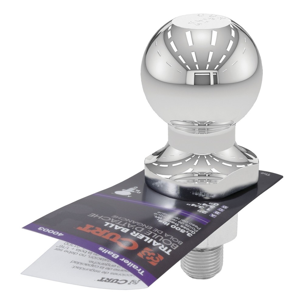 CURT 40003 2" Trailer Ball (3/4" x 1-3/4" Shank, 3,500 lbs., Chrome)