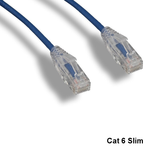 KNTK Blue 7' Slim Type Cat6 UTP Ethernet Cable 550MHz RJ45 Patch Panel Network