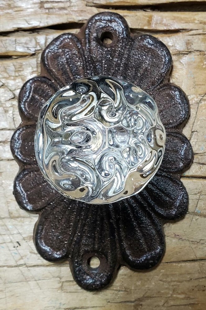 1 Cast Iron ANTIQUE Style Barn Handle Drawer Pull Coat Hook Rack BACK PLATE Knob