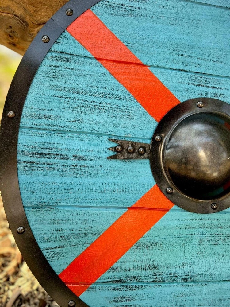 24'' Medieval Wooden Viking Shield Authentic Battle Warrior Handmade Shield