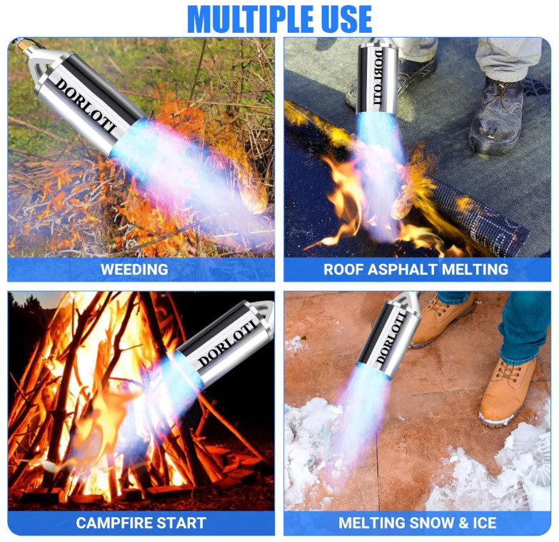 Propane Weed Burner Torch, High Output Flame, 10FT Hose, Igniter, Bag