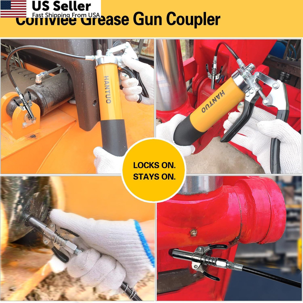 Grease Gun Coupler, Tips, Double Handle Quick Lock Release 1 pcs